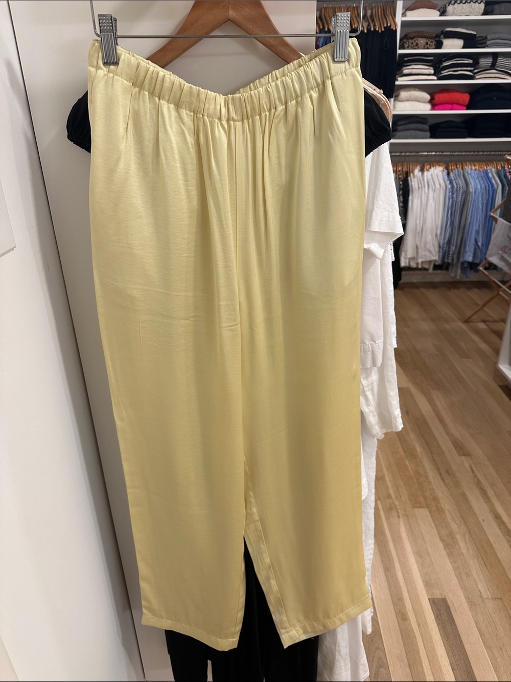 Madewell Pale Yellow Elastic-Waist Cropped Wide-Leg Pants